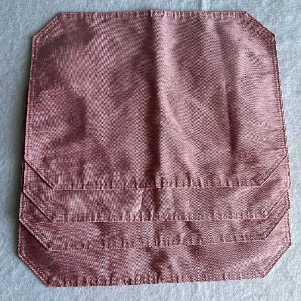 Vintage Placemats Reversible Octagonal Mauve Pink Textured Fabric Dining Kitchen